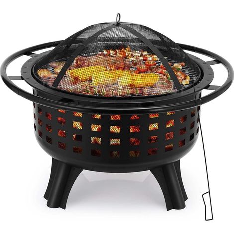 Braséro Ø7957cm Braséro Barbecue Brasero de Jardin Braséro Exterieur Brasero Terrasse Grill Acier Inoxydable 304 Couvercle de Protection Contre Les Étincelles Poker pour Chauffage/BBQ (1/5)