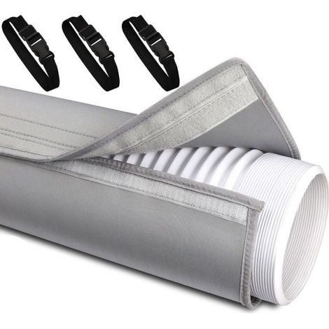 Tuyau évacuation climatiseur portable, alu rétractable flexible, noir 59.06 in × 20.87 in (1/4)