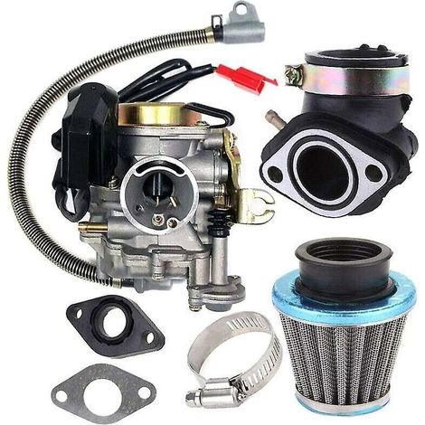 Carburatore RTGPT argento adatto per scooter Taotao Gy6 4 tempi 50cc 49cc con collettore di aspirazione da 18 mm e filtro dell'aria. (1/5)