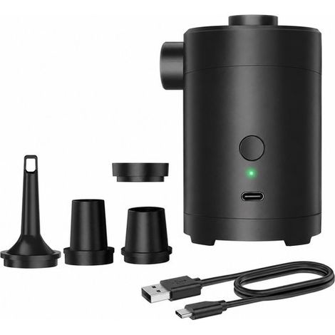 Pompe à air électrique rechargeable 3600 mAh avec 4 embouts, gonfleur portable pour matelas, camping, piscine et voyage, gonflage et dégonflage rapides, USB (1/5)