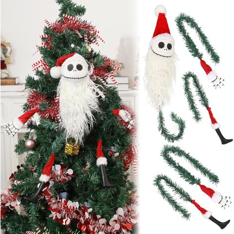 Bonnet Père Noël en peluche avec écharpe et bras articulés, ornement de sapin de Noël amusant, décoration hivernale pour fêtes, accessoire de guirlande pour sapin, lutin et renne, lot de figurines fes (1/5)