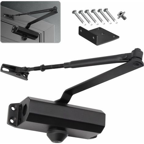 Ferme-porte Hydraulique Automatique avec Dispositif D'arrêt, Ferme Porte à Ressort Réglable, Tampon Fermé usage Commercial et Résidentiel Porte de 20-40 kg（Noir） (1/5)