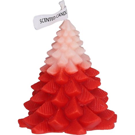 Bougies parfumées en forme de sapin de Noël, décoration de table raffinée, bougies de Noël pour la chambre, blanches et rouges. (1/5)