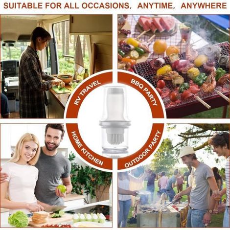 Pinceau Cuisine - Haute Qualité - Distributeur d'Huile - Silicone Alimentaire - Gris - 2 en 1 (1/4)