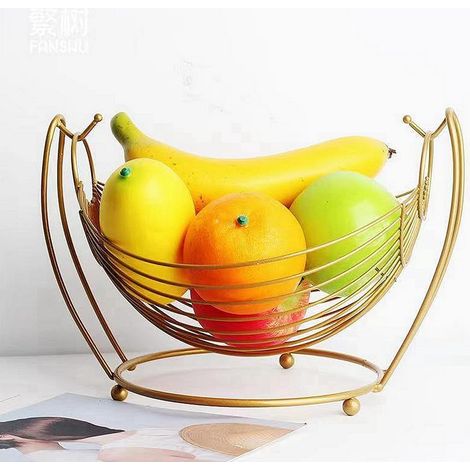 Corbeille à fruits en métal pour salon, corbeille à fruits, étagère à fruits, grand panier égouttoir créatif et simple pour la cuisine (doré)-AquaForge (1/5)