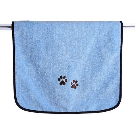1 serviette pour animaux, microfibre absorbante, 90 x 50 cm, bleu clair/rose/gris, usage bain/toilettage/voyage (1/5)