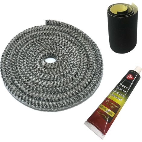 Joint de porte de poêle à bois de 10 mm, corde de rechange en fibre de verre résistante aux hautes températures pour portes de poêle ou de cheminée, couleur grise, longueur 1,8 m (1/5)
