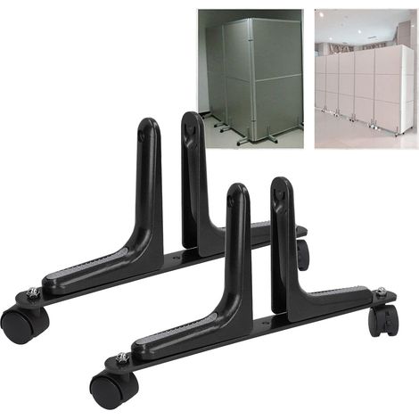 2 Ensembles de Supports D'écran de Séparation de Pièce, Largeur de Séparation D'écran, Pieds de Séparation Mobiles Réglables avec Roues pour Hôtel, Bureau à Domicile, 100Kg (Black) (1/5)