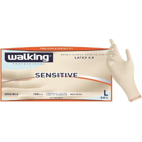 Guanti in Lattice Walking Sensitive 100 Pezzi Taglia M 7-7 1/2 Finemente Talcati M (1/3)