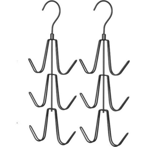 2PCS Cintres pour Sac à Main Placard, Accroche Sac à Main avec 6 Crochets, Porte-Sac Suspendu, Cintre Organisateur Armoire pour Sacs à Main, Foulard, Cravate, Ceinture (Noir) (1/5)