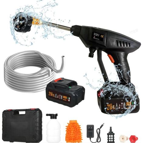 Nettoyeur Haute Pression sur Batterie, Max 870 PSI Nettoyeur Haute Pression sans Fil Portable avec Accessoires, Buse Multi-Fonctions 6-en-1, Idéal pour Voitures Maison Jardin (1/5)