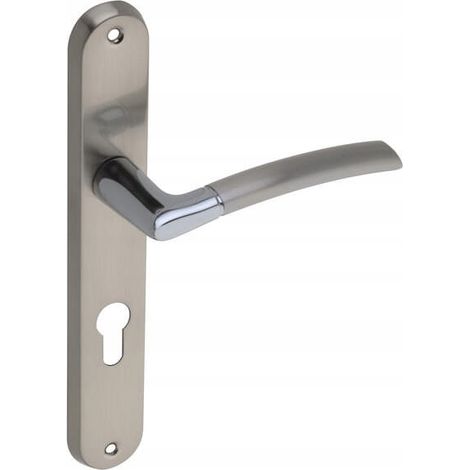 Manija interior de puerta, placa larga para inserto, cromo, níquel cepillado