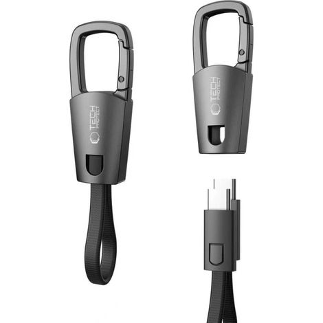 Tech-Protect Ultraboost DNA-Kabel mit Schlüsselanhänger, USB-C PD, 60 W / 3 A – Grau (1/5)