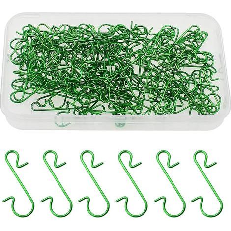 50 ganchos para bolas de Navidad, colgadores de adornos navideños en forma de S para la decoración del árbol de Navidad (verde) (1/5)