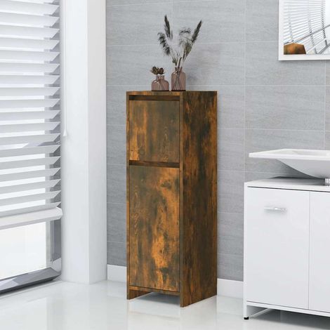 Armadietto Bagno Rovere Fumo 30x30x95 cm in Legno Multistrato vidaXL