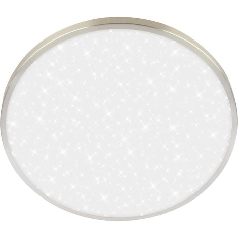 Plafonnier LED avec panneau décoratif, ciel étoilé, lumière blanche chaude, salon, chambre, luminaire plafonnier, cuisine, plafonnier salon, 33 x 6 cm, nickel mat (1/5)