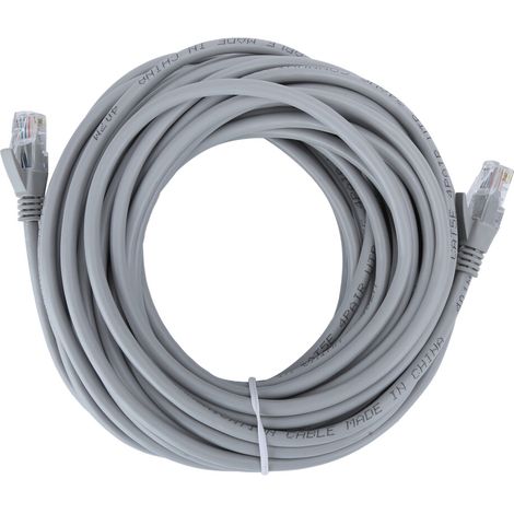 Cable Ethernet Cat5E, gris, tecnología avanzada, solución de red fiable, contactos chapados en oro, amplio ancho de banda, conectividad universal, apto para portátiles y conmutadores.