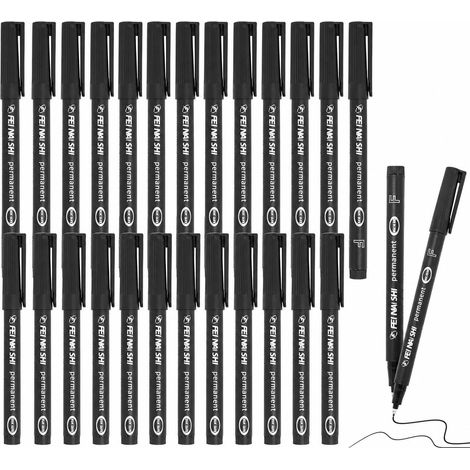 Lot de 30 marqueurs permanents noirs fins, pointe de 0,6 mm, résistants à l'eau et aux taches, marqueurs à séchage rapide pour papier, verre, plastique, bois et métal, parfaits pour l'art, les travaux (1/5)