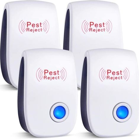 Répulsif Ultrason Anti-Rongeurs Insectes,Repulsif Moustique,Repulsif Anti Mouches Electrique Appareil Répulsif Souris Interieur,Moustique,Cafard,Fourmi,Araignée,100% Inoffensif (4 Paquets)