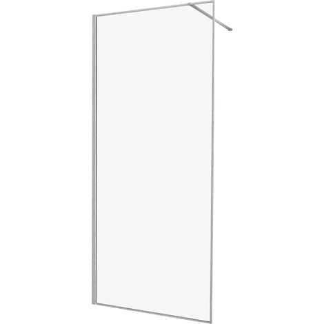 KINEDO - Paroi Douche Solo Design+ - Verre 6 mm Traité Anti-Calcaire - Profilé & Cadre Fin Aluminium Finition Inox Brossé - Fabriquée en France - L.80 x H.200 cm - Verre Transparent (1/5)