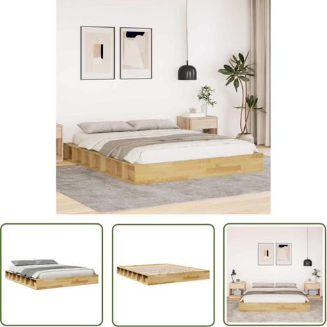 vidaXL Massivholzbett ohne Matratze 135x190 cm Eichenholz (1/5)