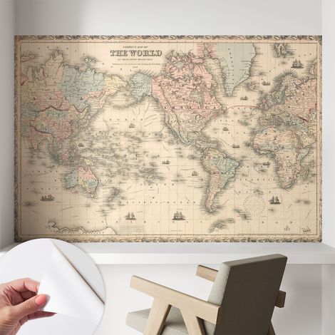 Fotomurale adesivo - Carta da parati adesiva - per la cucina camera da letto per la soggiorno - Mappa storica 104x70 cm