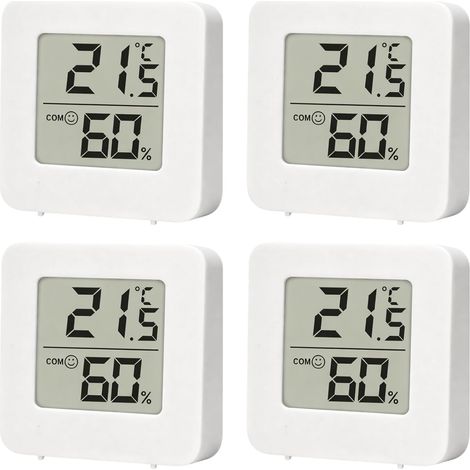 Thermomètre Digital d'Intérieur 4 Pièces avec Hygromètre, Capteur de Température et d'Humidité de Précision, Thermomètre pour Chambre de Bébé, Maison, Bureau, Serre, sans Interrupteur (1/5)
