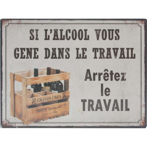 Plaque en métal humour 21 x 15 cm Si l'alcool vous gêne... (1/2)