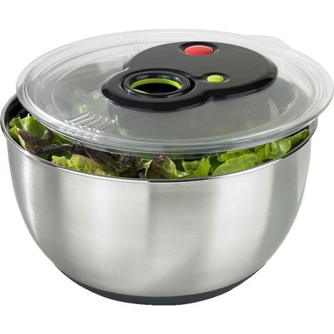 Essoreuse à salade 4,5 L, Bol en inox pour un service, Fentes de drainage intégrées, Bouton turbo pour un essorage express, Base antiadhérente, Compatible lave-vaisselle 513441 (1/4)