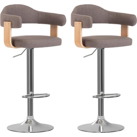 2 Stk. Barhocker Bugholz und Stoff Taupe vidaXL