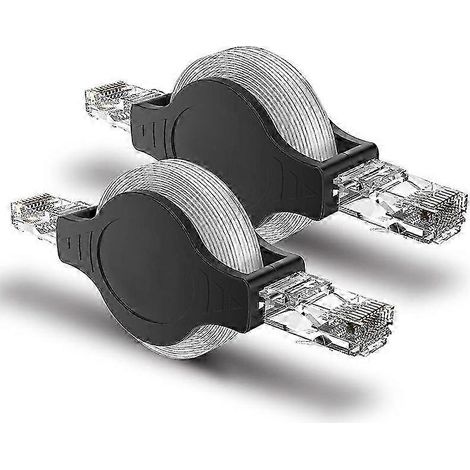 Lot de 2 câbles réseau Ethernet LAN rétractables RJ45 Cat5 5E portables 10/100 Mbps 1,5 m/5 fils, pour connexion Internet (1/5)