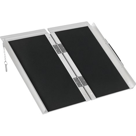 Rampe de Fauteuil Roulant Rampe de Chargement Rampe d'accès antidérapante Pliable avec Bordures de sécurité alu. Noir