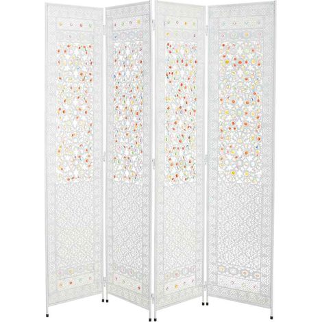 Biombo de metal blanco y cristal acrilico de colores 160x3x172 (1/5)