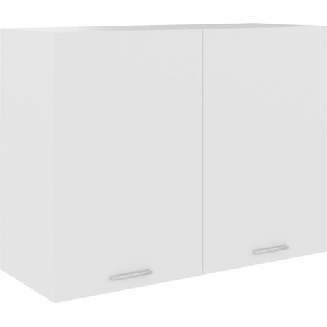 Les Tendances – Meuble haut de cuisine blanc 80x31x60 cm – 2 étagères – Aggloméré – Rangement optimisé pour ustensiles (1/5)