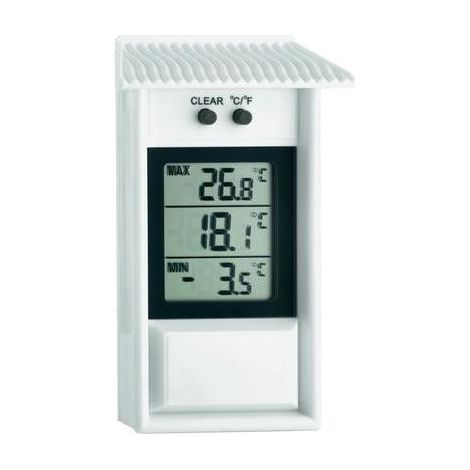 Thermomètre numérique blanc pour extérieur et intérieur – Plage de mesure -20°C à +50°C – Résistant aux intempéries – 31 x 81 x 132 mm – Tfa Dostmann (1/4)