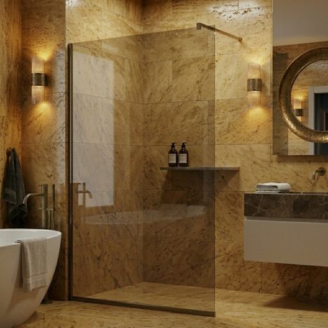 Parete doccia walk-in 120 cm vetro a specchio da 8mm reversibile con profili finitura acciaio spazzolato