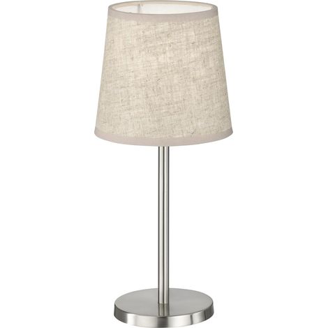 Lampe de table Nickel mat Abat-jour en tissu couleur sable lin H: 30 cm, D: 14 cm avec interrupteur à cordon 1 x E14 max. 25 W sans ampoule (1/5)