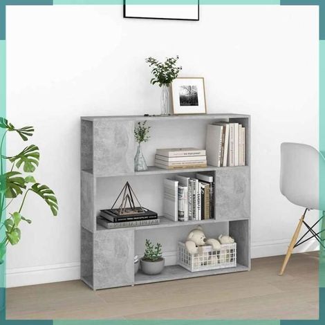 809183 Bibliothèque/Séparateur de pièce Gris béton 100x24x94 cm (1/5)