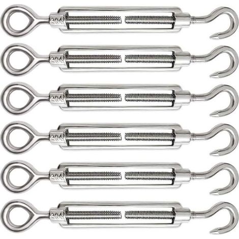 Tendeur de câble réglable M5 – Lot de 6 – Acier inoxydable 304 résistant à la corrosion – Crochet de ridoir et œil pour tension (1/5)