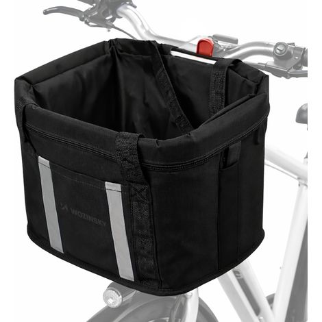 Grand panier de guidon en tissu noir (1/5)