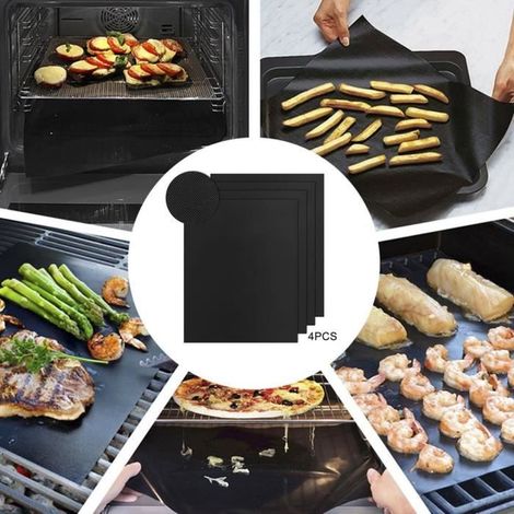Tapis barbecue - OUTAD - Réutilisable - 40x33cm - Fibre de verre - Lot de 4 (1/4)