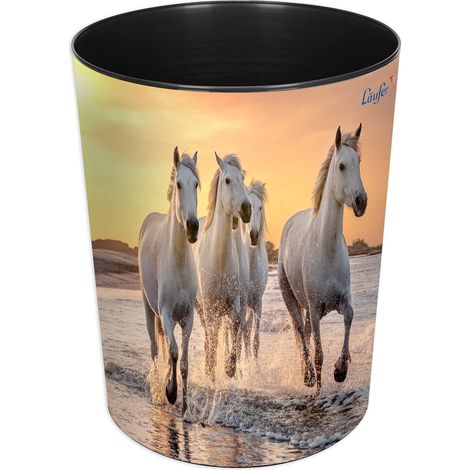 corbeille à papier avec motif chien et chat, poubelle de 13 litres, parfait pour la chambre d'enfant, rond, plastique solide, motifs différents (1/2)