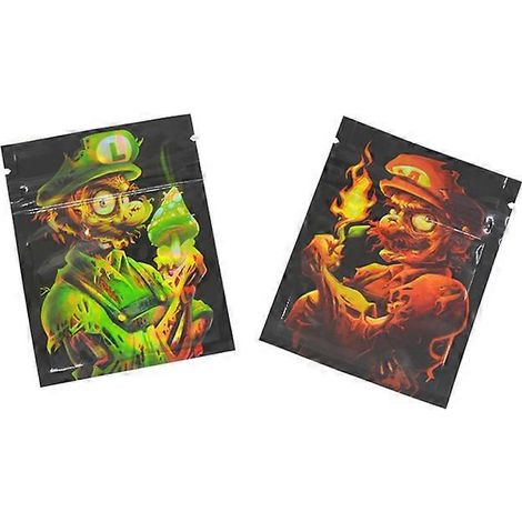 Sachet de conservation réutilisable 7 x 9 cm en film polyester à motif de feuilles, auto-scellant, étanche, transparent, imprimé, motif 11, lot de 50. (1/5)