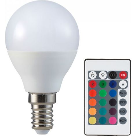 V-TAC SMART VT-2234 lampadina LED E14 4.8W P45 RF RGB+W dimmerabile bianco caldo 3000K con telecomando - sku 2766 (1/4)
