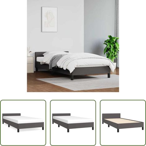 Kopfteil - Bettgestell mit Kopfteil ohne Matratze Grau 80x200 cm (1/5)