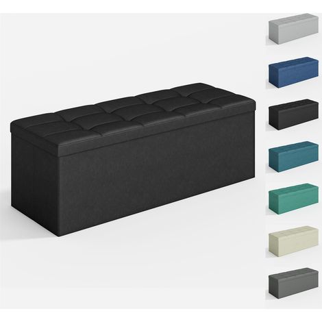 Foldable Storage Ottoman, Storage Bench with Lid, for Bedroom & Living Room, 110 x 38 x 38 cm BLACK