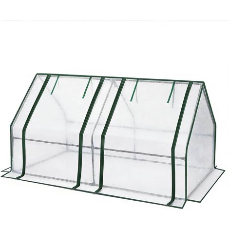 Invernadero mini para exterior 180 x 90 x 90 cm de acero y PE blanco (1/4)