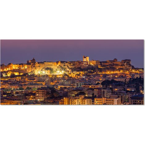 Lupia Quadro Moderno Canvas DEEP 65x143 cm CAGLIARI - PANORAMA NOTTE