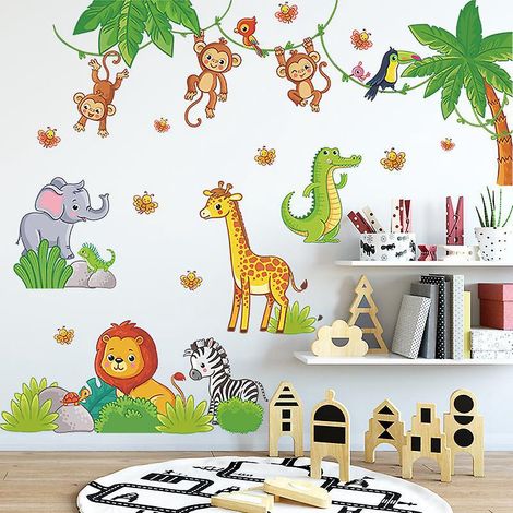 stickers Muraux Animaux De La Jungle Vigne Autocollant Mural Koala Lion Singe Paresseux Dcoration Murale Chambre Enfants Bb (1/5)