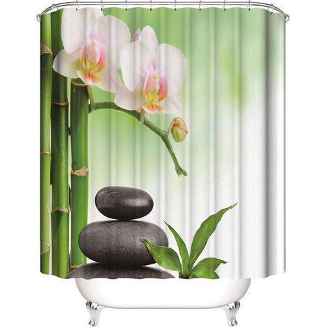 Rideau de douche Zen 180 x 200 cm (gris ardoise), rideau de douche Zen imperméable